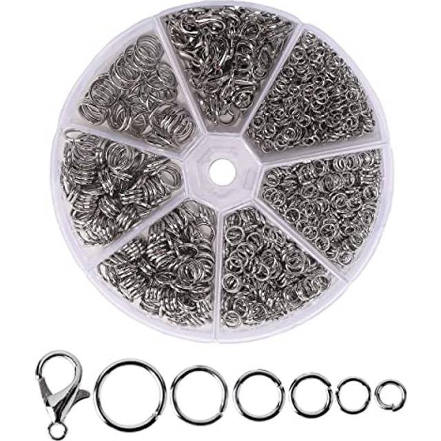 Mr. Pen- Open Jump Rings, Silver, 1014 pcs, 6 Sizes Open Jump Rings for Jewelry Making, Silver Jump Rings and Lobster Clasps, Jewelry Jump Rings Silv