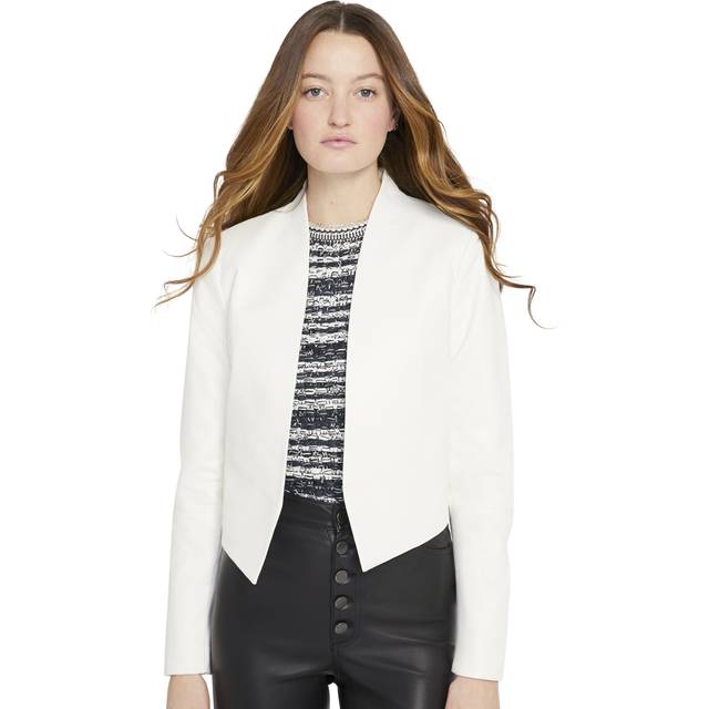 Harvey Draped Open-Front Leather Jacket - WHITE - X-Small