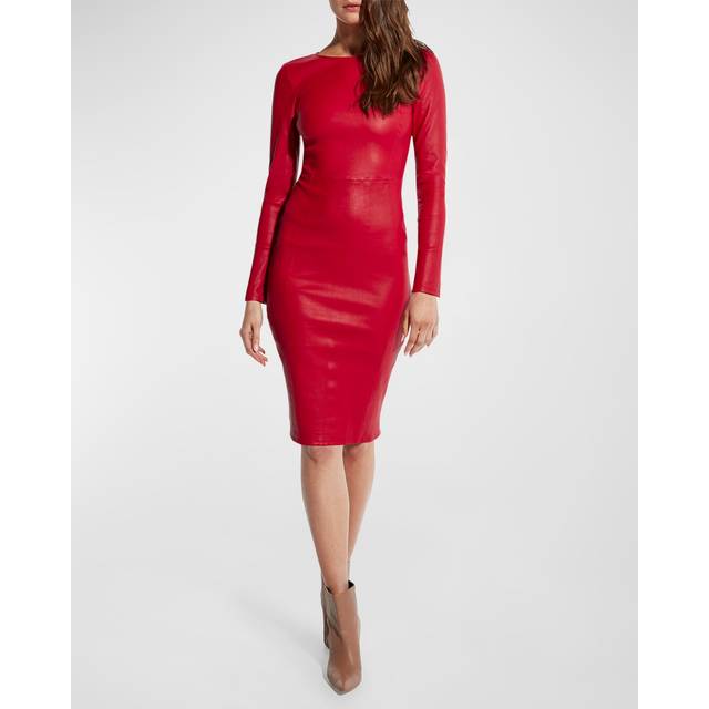 Mrs. Smith Stretch Leather Knee-Length Dress - COCO RED - XS