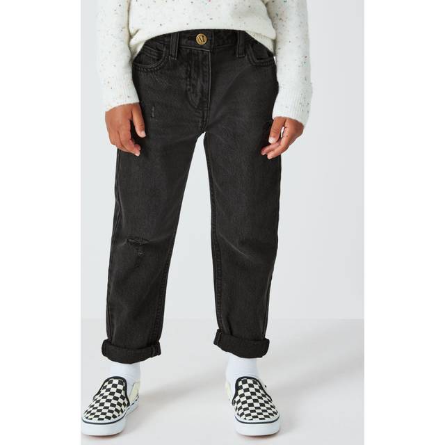 John Lewis Girl's Wide Leg Mom Jeans, Black/Grey