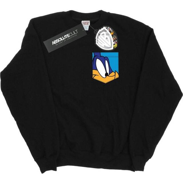 Road Runner Face Faux Pocket Sweatshirt - Black - L