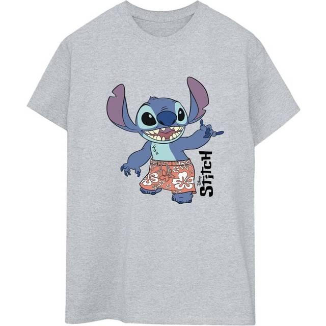 Lilo & Stitch Bermuda Shorts Cotton Boyfriend T-Shirt - Grey - XXXL