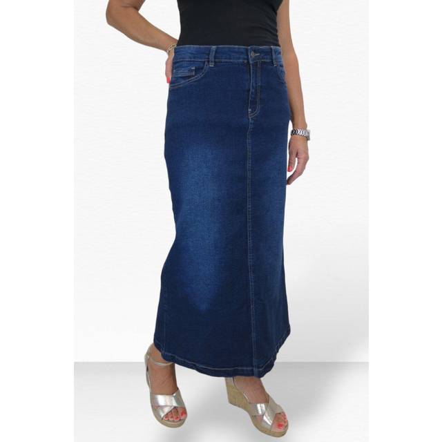 Womens soft wash long skirt stretch cotton denim maxi jean skirt straight 10-22