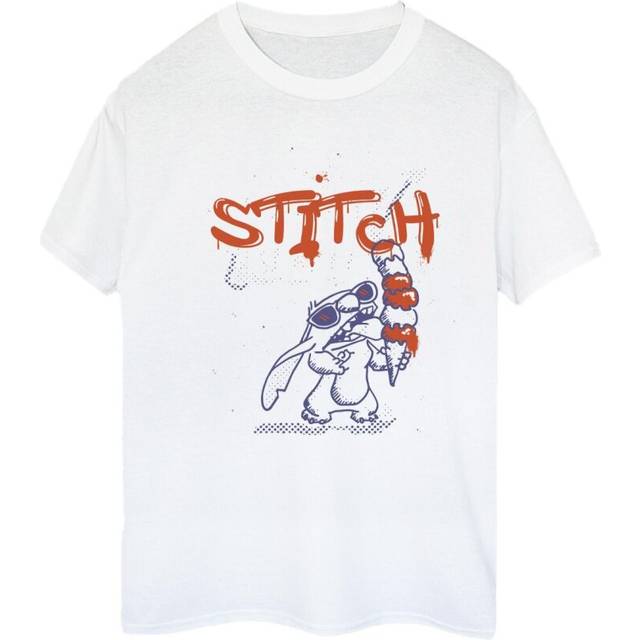 Lilo & Stitch Ice Cream Cotton Boyfriend T-Shirt - White
