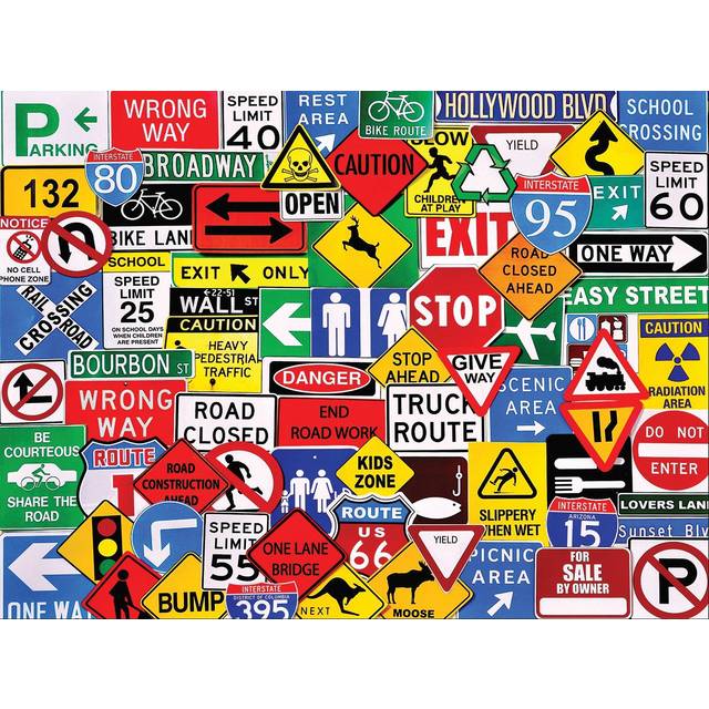 White Mountain Puzzles Road Signs - 500 Piece Jigsaw Puzzle