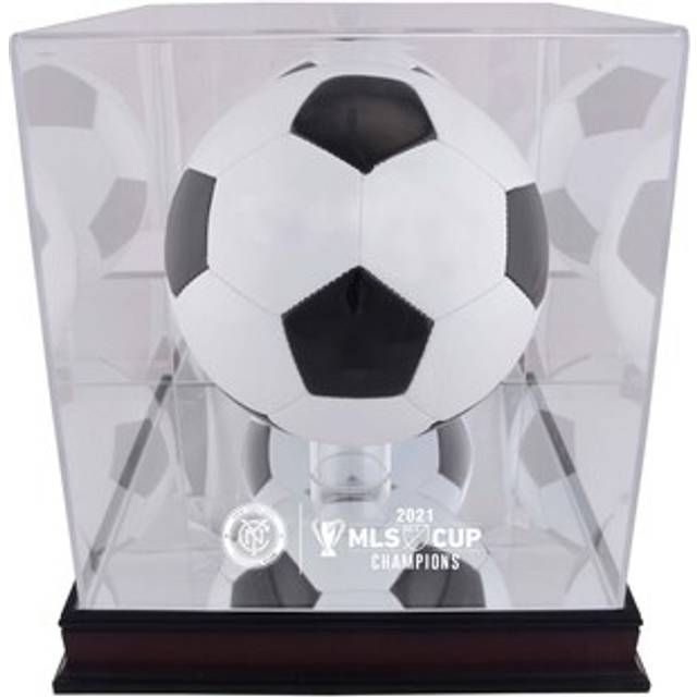 New York City FC 2021 MLS Cup Champions Mahogany Team Logo Soccer Ball Display Case - No Size