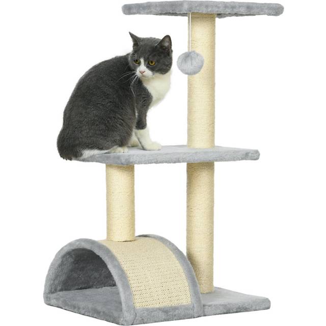 72cm Cat Tree Tower for Indoor Cats w/ Sisal Scratching Post, Pad - Grey - One Size