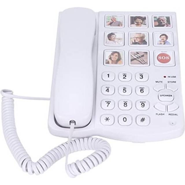 Big Button Telephone, Amplified Photo Memory Corded Landline for Seniors Elderly, Corded Desk Telephone Suitable for the Elderly with Impaired Vision