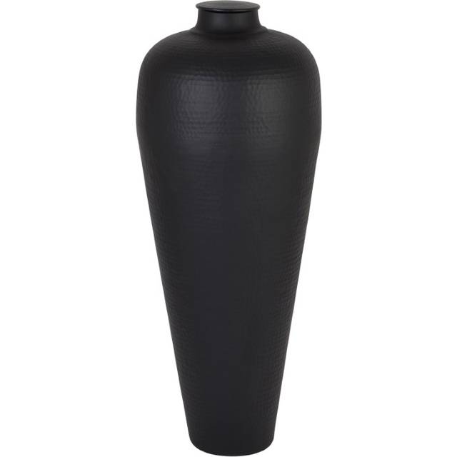 Large Hammered Vase with Lid - Metal - L40 x W40 x H103 cm - Matt Black