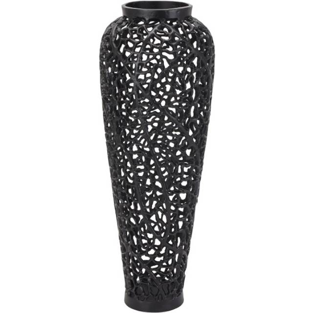 Hill Interiors - Cast Lattice Vase - Aluminium - L27 x W27 x H68 cm - Black