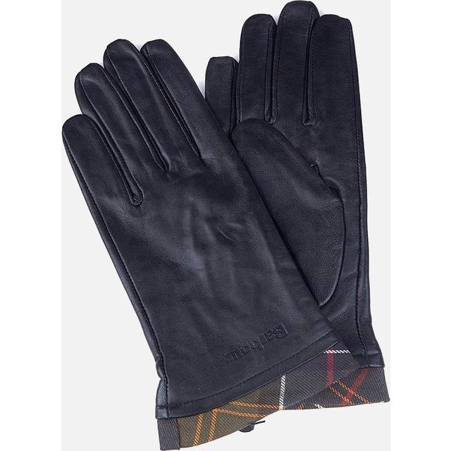 Barbour Women's Tartan Trimmed Leather Gloves - Black/Classic - M