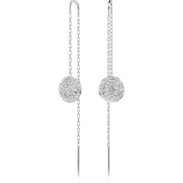 Swarovski Meteora Rhodium Plated White Crystal Drop Earrings - Silver