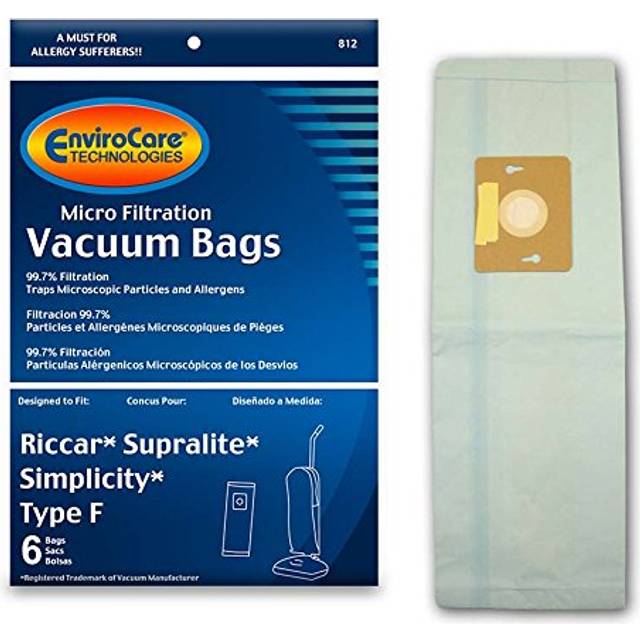 EnviroCare Replacement Micro Filtration Vacuum Cleaner Dust Bags made to fit Riccar Supralite and Simplicity Type F Uprights 6 pack