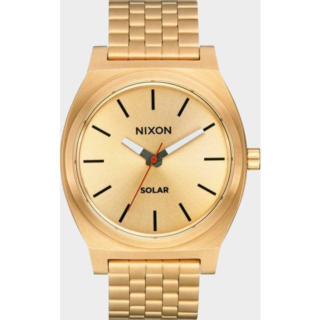 NIXON Time Teller Solar A1369 All GoldBlack 100m Water Resistant Mens Analog Solar Powered Fashion Watch 405mm Watch Fac