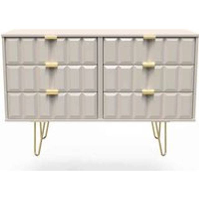 Crowndale Cube 6 Drawer Matt Kashmir Chest of Drawers Ready Assembled - Cream - 6 Drawers