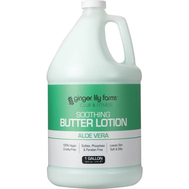 Ginger Lily Farms Club & Fitness Soothing Butter Lotion for Dry Skin  100% Vegan & Cruelty-Free  Aloe Vera Scent  1 Gallon (128 fl oz) Refill
