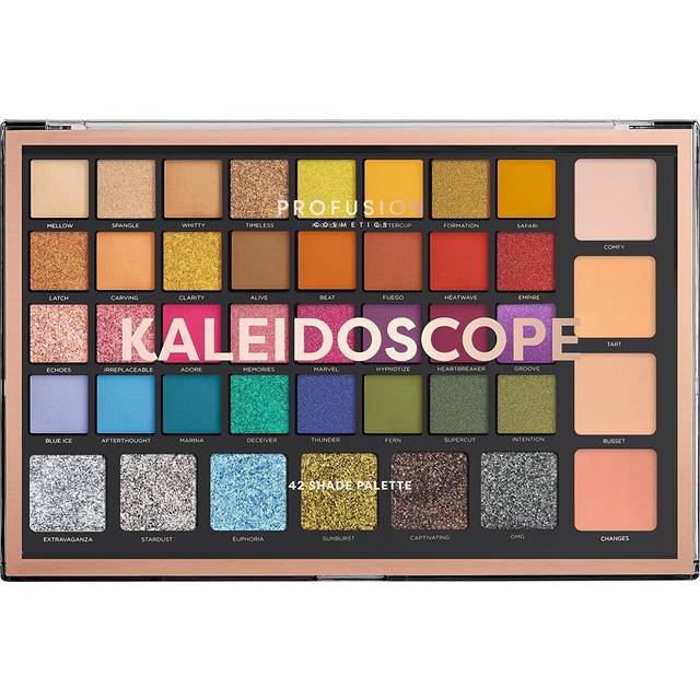 Kaleidoscope 42 Shade Palette Bright Colors Matte Shimmer Satin Colorful Eyeshadow Makeup Pallete Long lasting and Pro Pigment Silky Powder Eye Shadow