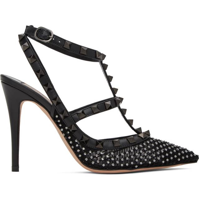 Valentino Rockstud Caged 100 Mesh & Leather Pump
