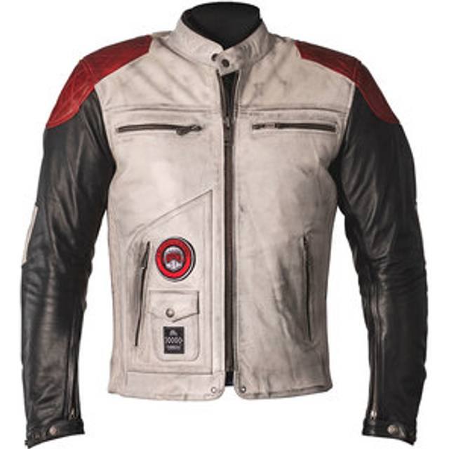 Helstons Tracker Motorcycle Leather Jacket, black-white-red, Size 2XL for Men
