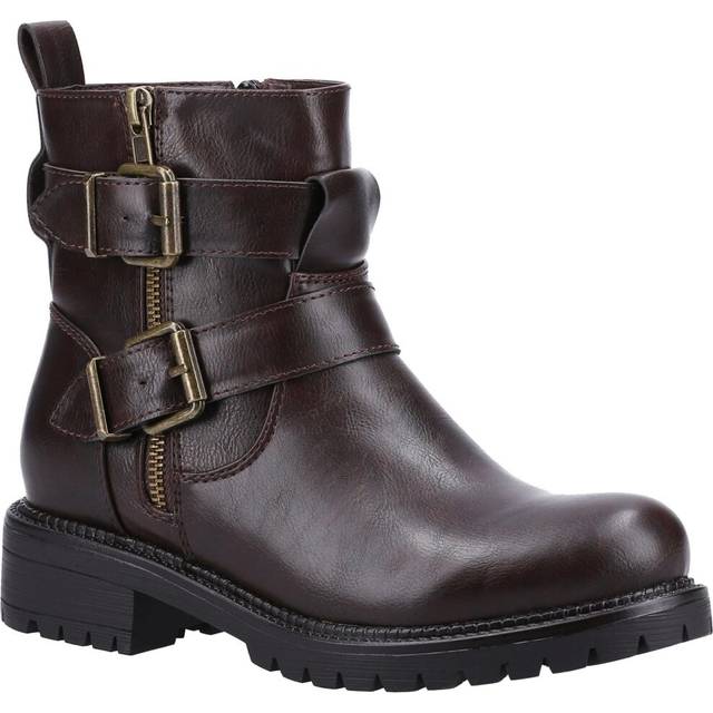 (4 UK, Brown) Divaz Womens/Ladies Sarah Biker Ankle Boots