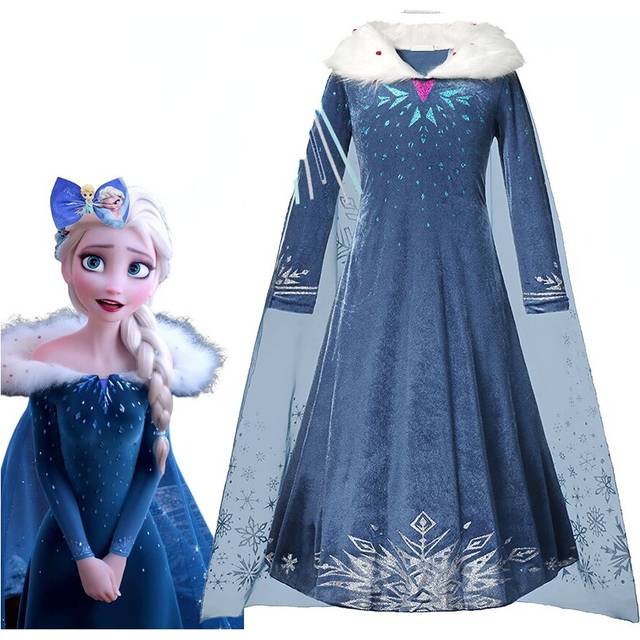( 9-10T(Tag 150)) NEW'C Frozen Princess Elsa Dress Girl Cosplay Costume Birthday Carnival Party Snow Queen Long Sleeve Winter Clothes Kids Outfit