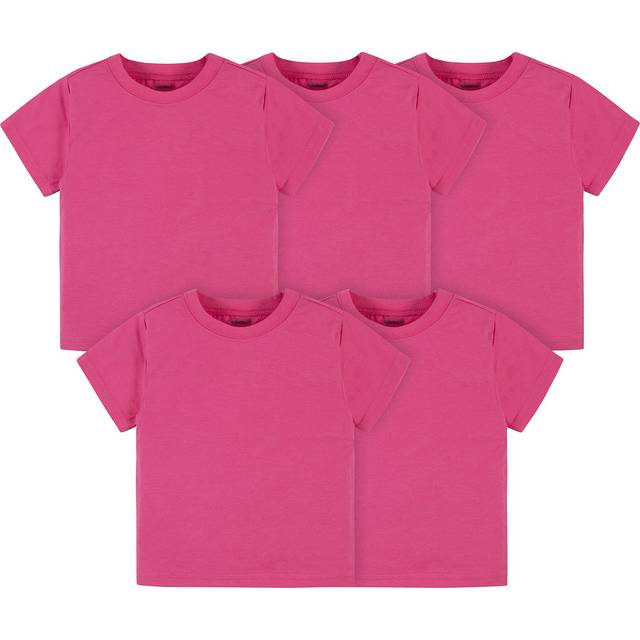 gerber Baby Toddler 5-Pack Solid Short Sleeve T-Shirts Jersey 160 gSM  Hot Pink  18 Months