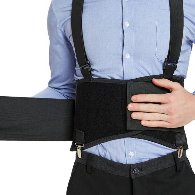 Neotech Care Lumbar Brace with Removable Pants Clips & Detachable Suspenders - Back Support Belt - Adjustable, Light, Breathable - Shoulder Holst