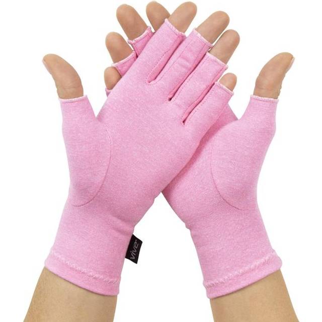 Vive rosa handskar för artrit fingerlösa – handkompression öppen fingerdesign för kvinnor och män – bekväm passform, andningsbar och fukttransporterande – karpaltunnel, led- och reumatoid