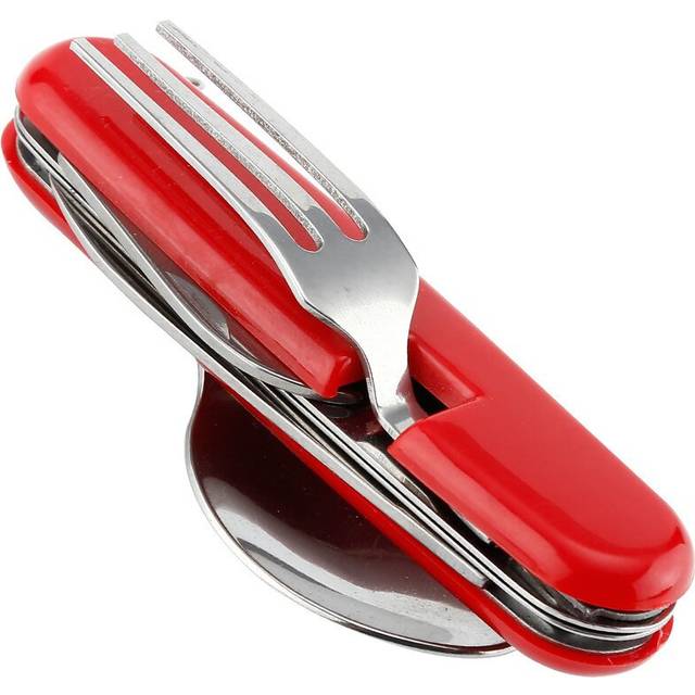 4 in 1 Multifunctional Outdoor Tableware Stainless Steel Foldable Fork Spoon Knife Picnic Camping Hiking Travelling Dinnerware