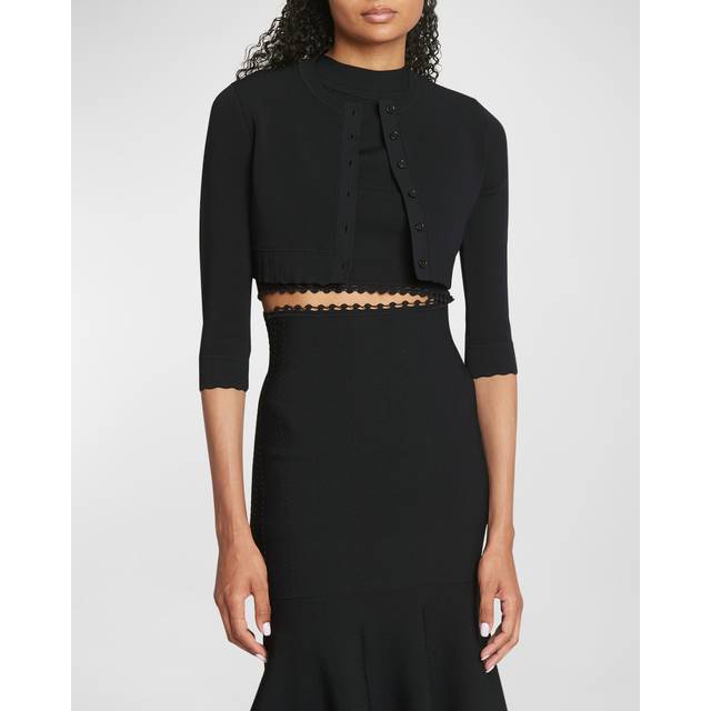 Victoria Beckham Black Cropped Cardigan - BLACK - UK 8