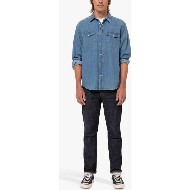 Nudie Jeans George Another Kind Of Blue Denim Shirt Men's Organic Shirts Small Sustainable Clothing (Small)