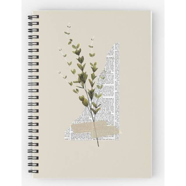Spiral Notebook Newspaper Greenery- dark academia collage A5 120 Pages