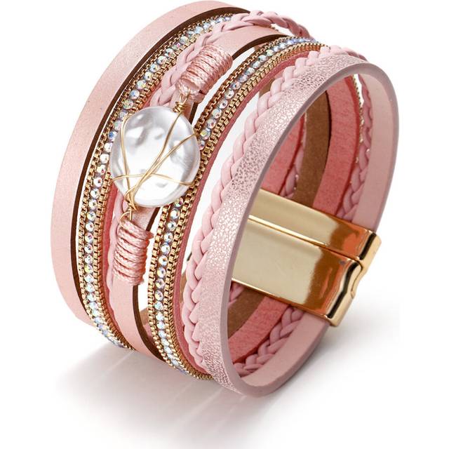 Bracelet woven natural shell Baroque Pearl ladies bracelet jewelry - Pink