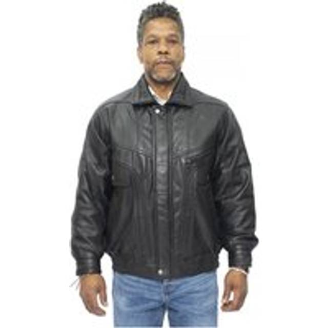 Mens black leather bluson jacket classic nappa tailored bomber jacket