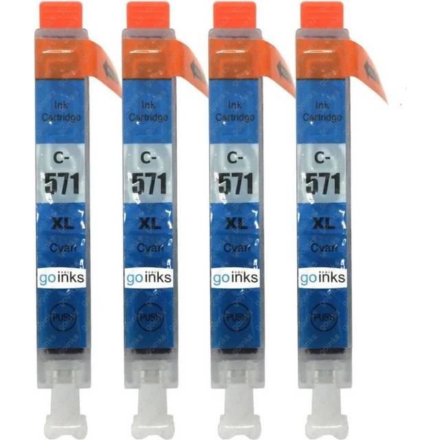 Cli-571c xl compatible cyan ink cartridges for canon pixma printers - 4 pack