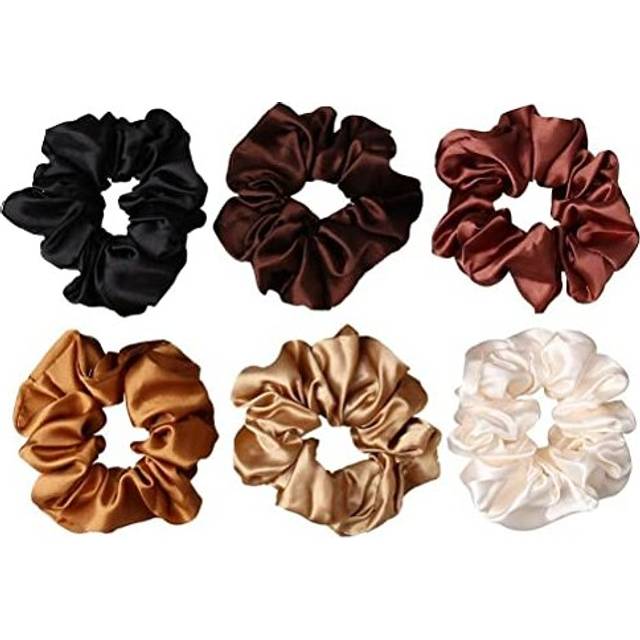 6 Pieces Hair Scrunchies, Satin Elastic Soft Hair Ties Scrunchy Hair Bands for Girls and Ladies