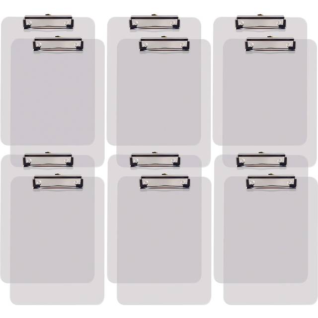 Better Office Products Clear Plastic Clipboards  12 Pack  Durable  12.5 x 9 Inch  Low Profile Clip  Translucent Clear  Set of 12