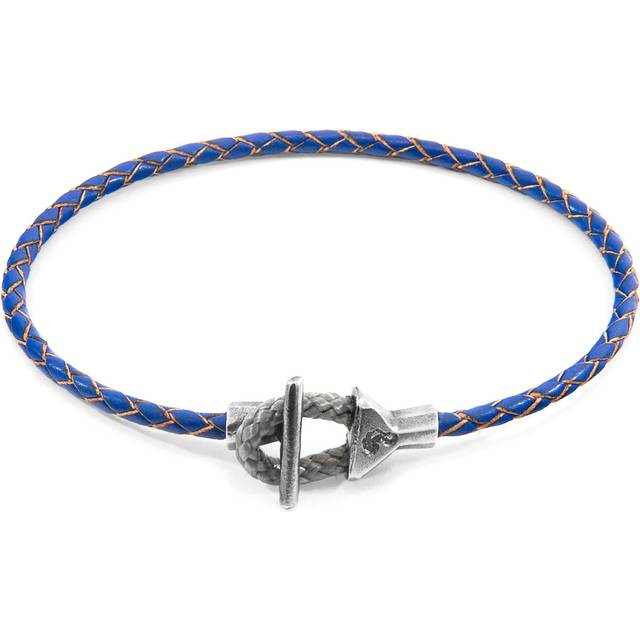 Cullen Silver and Braided Leather Bracelet - Blue - 19cm