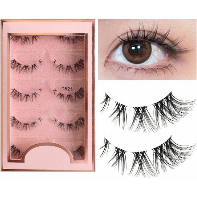 Manga Lashes Clear Band Anime Lashes 5 Pairs Spiky Anime False Eyelashes Natural Look Japanese Lashes Looks Like Cluster Manga Lashes Reusable Cosplay