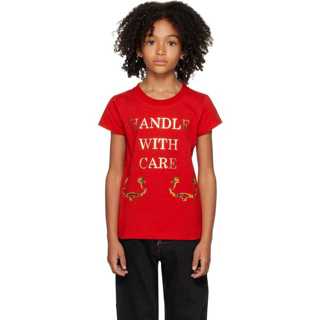 Moschino Kids Red 'Handle With Care' T-Shirt - Var. 50662 Red - 8Y