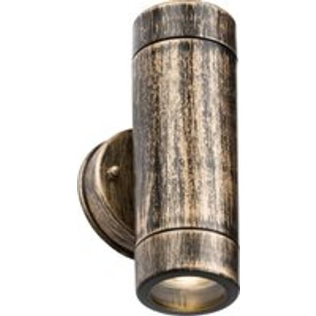 KnightsBridge EAMON - 230V IP54 GU10 Polycarbonate Up/Down Wall light - Brushed Brass