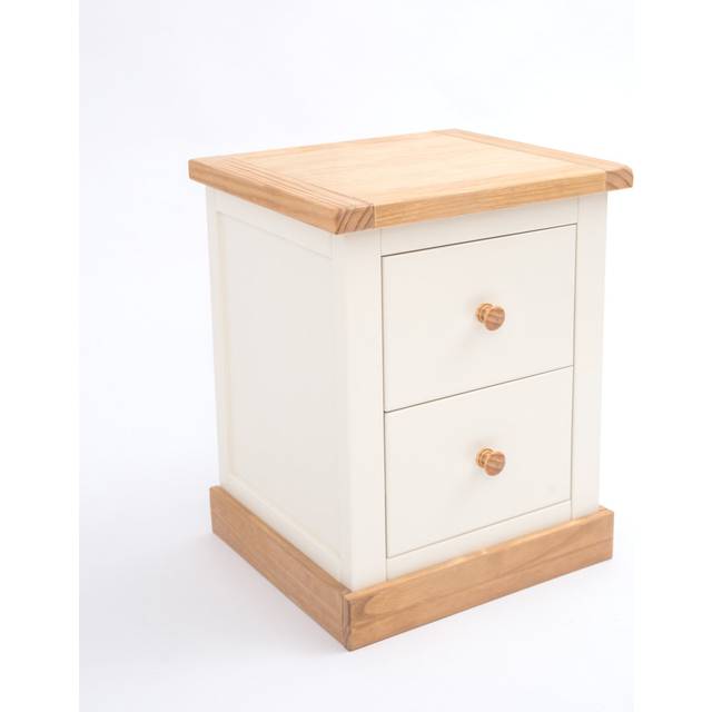 2 Drawer Bedside Table - Off-White (56cm H X 45cm W X 40cm D)