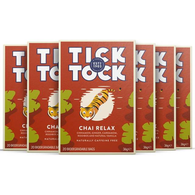 Wellbeing Chai Relax Tea | Caffeine-Free Rooibos Tea with Cinnamon, Ginger, Cardamom & Vanilla | Naturally Relaxing & Sweet Herbal Tea |Pack of 6 x 20