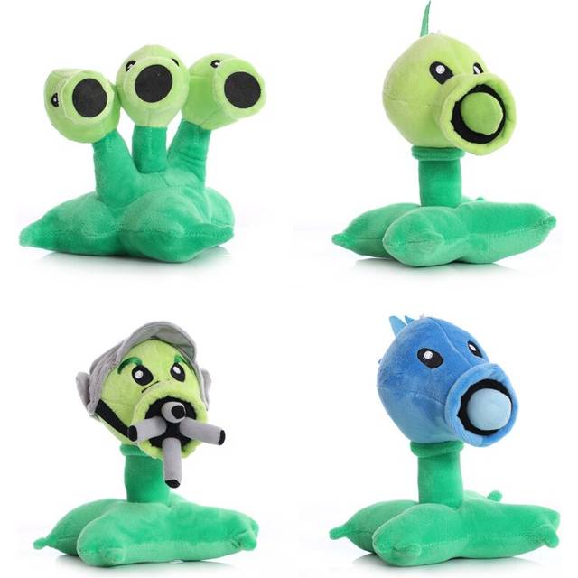4 Style Plants vs Zombies Pea Shooter Plush Toys Doll PVZ Snow Pea Threepea Soft Stuffed Toy Doll for Children Kids Gifts