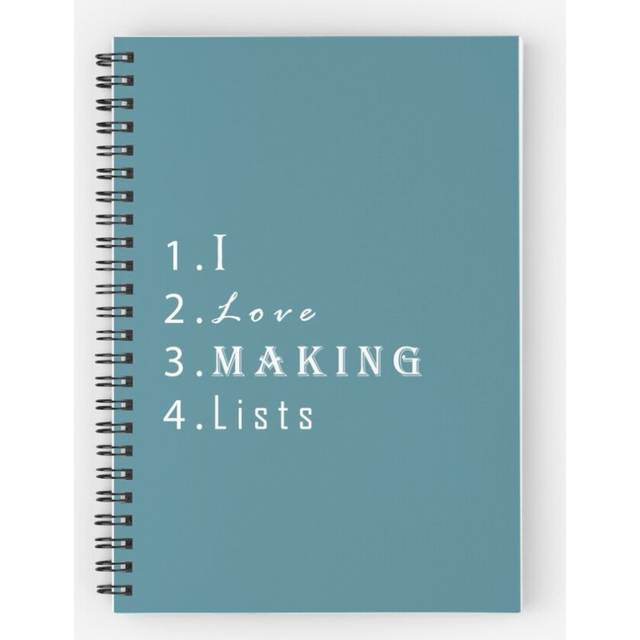 Spiral Notebook 'I Love Making Lists' Notebook A5 120 Pages