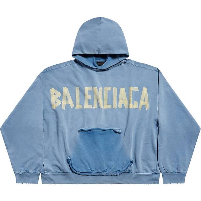 Balenciaga Tape Type cotton fleece hoodie - blue (UK 14)