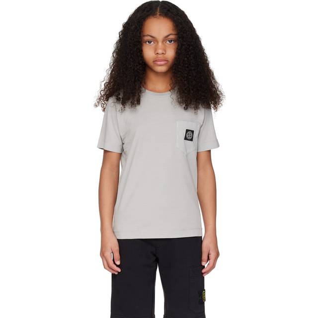 Stone Island Junior Kids Gray Patch T-Shirt - V0061 - PEARL GREY - 6Y