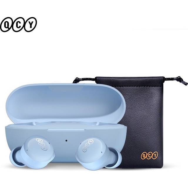 (a-T17 Blue with Pouch) QCY T17 Earphone Bluetooth True Wireless Earbuds BT5.1 HIFI Headphone Touch Control Low Latency Mode ENC Earbud Long Standby 2