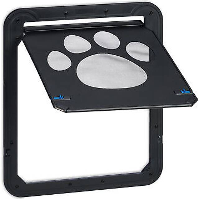 Pet Flap for Insect Screen Door, Suitable for Large Dogs, Dimensions HxW: 42x37 cm, Magnetic, Lockable, Black - Relaxdays