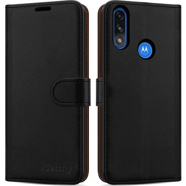 (Black) For Motorola Moto E7i Power Leather Wallet Case